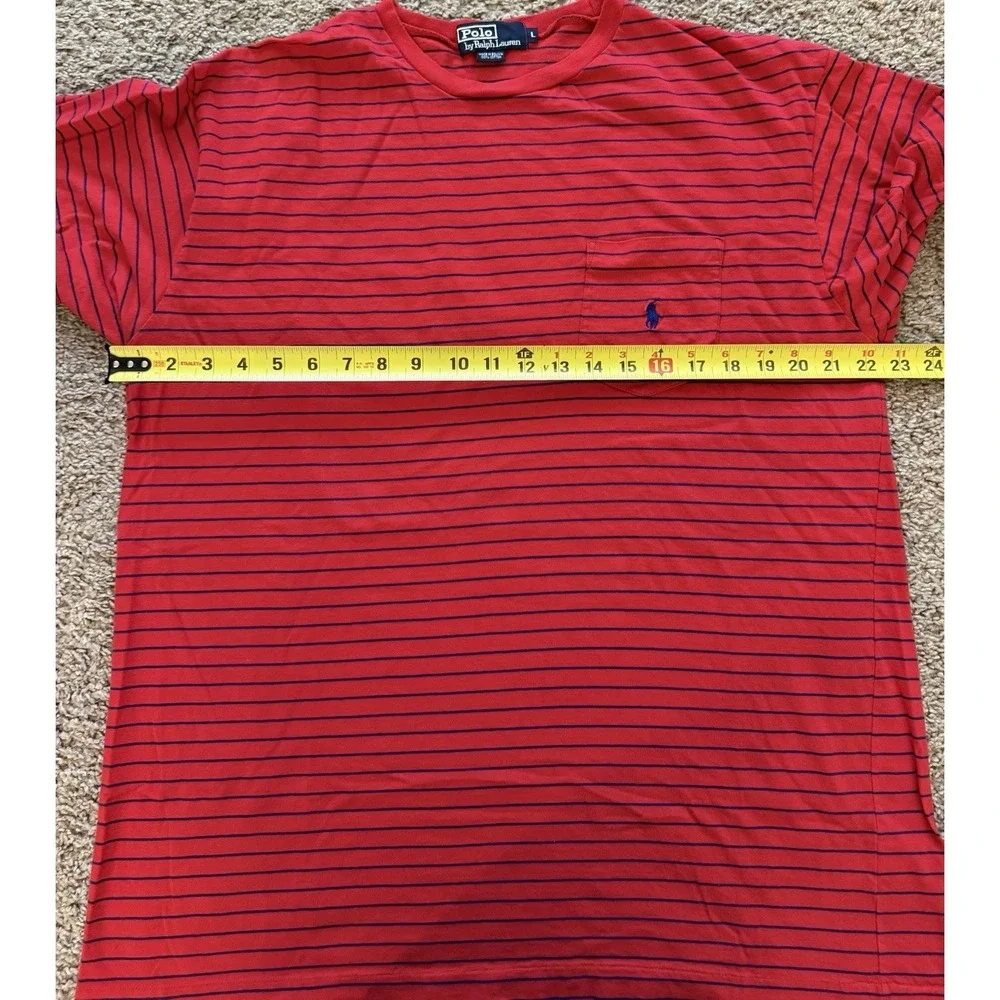 VTG Polo Ralph Lauren Men's Striped T Shirt Red Blue Stripes Size Large